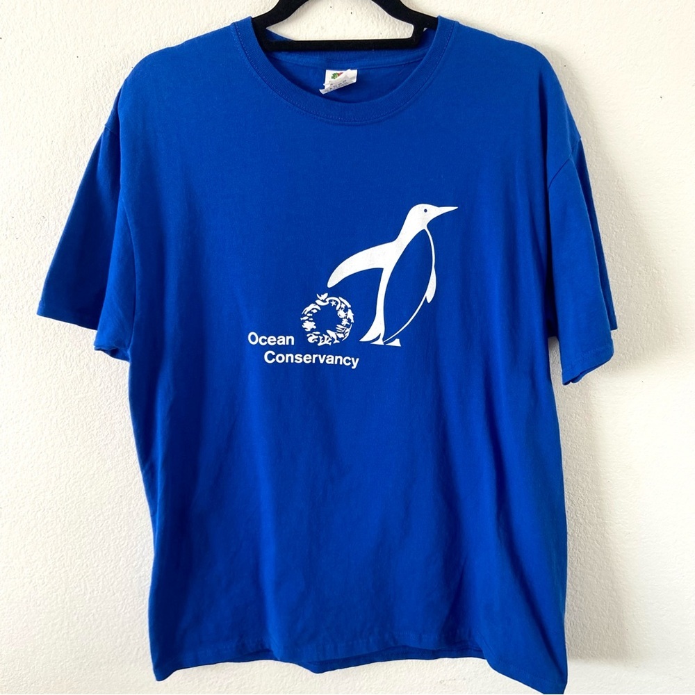 Vintage Y2K ocean conservancy blue graphic T-shirt tee shirt adult large